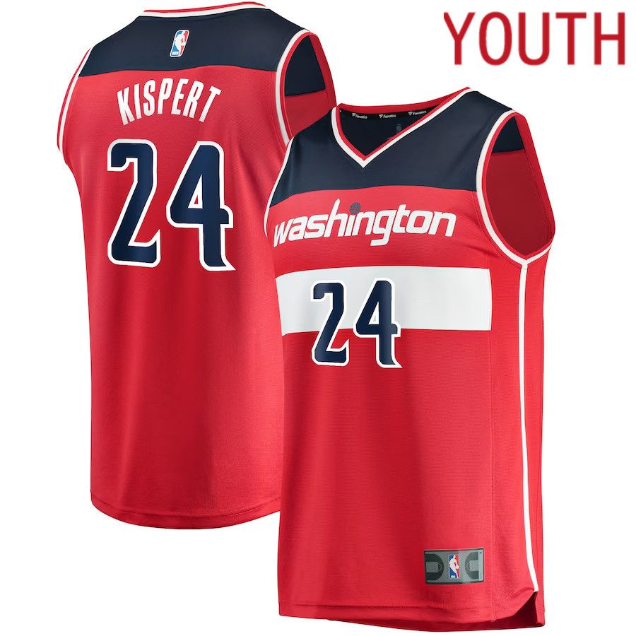 Youth Washington Wizards 24 Corey Kispert Fanatics Branded Red Draft First Round Pick Fast Break Replica NBA Jersey